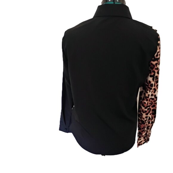 Woman's Over Apparel Blouse Leopard Print Loose Fit Formal Casual Size Small - Picture 4 of 10